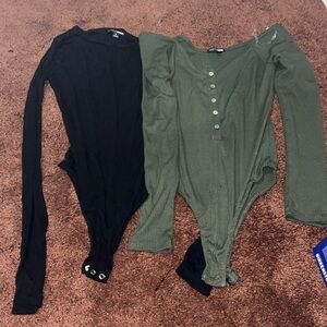 Fashion Nova Black and Olive Bodysuits